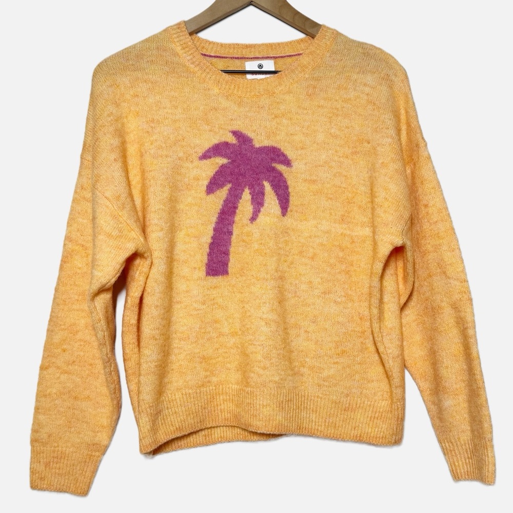 Sundry orange and pink palm tree lightweight sweater S wool blend